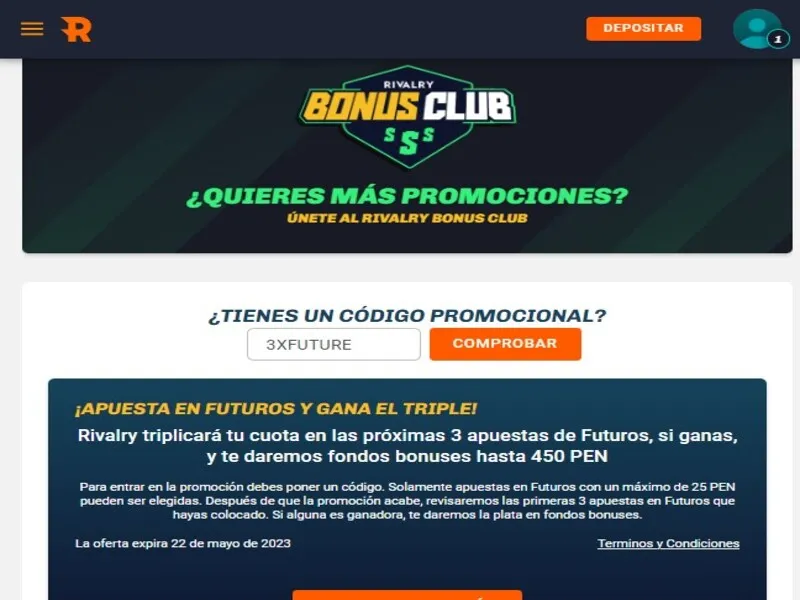 Types of bonuses available at Rivalry