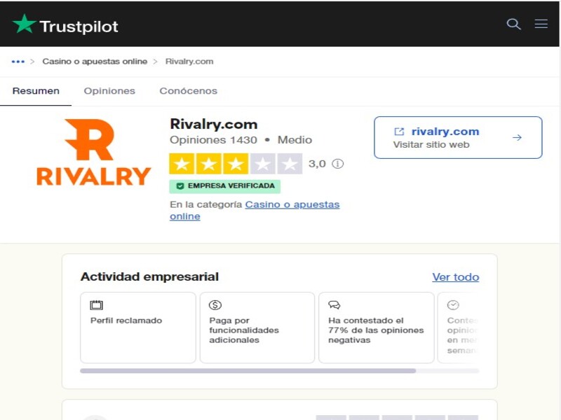 Algunas reseñas de Rivalry casino y apuestas